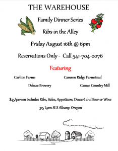 Ribs in the Alley - Farm-to-Table Dinner @ The Warehouse. Commissary & Catering | Albany | Oregon | United States