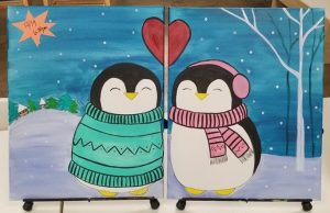 Penguin Snuggles - Mommy and Me Paint Follow Along @ Splatter Box | Albany | Oregon | United States