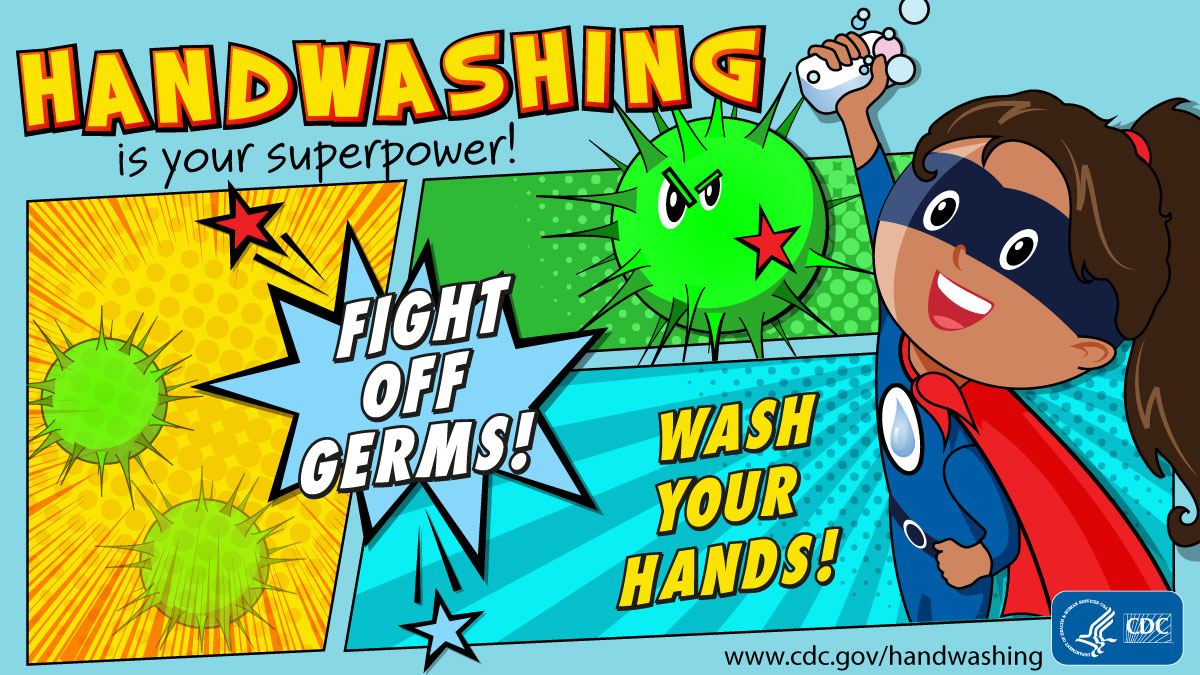 A public health poster from the CDC to encourage hand washing