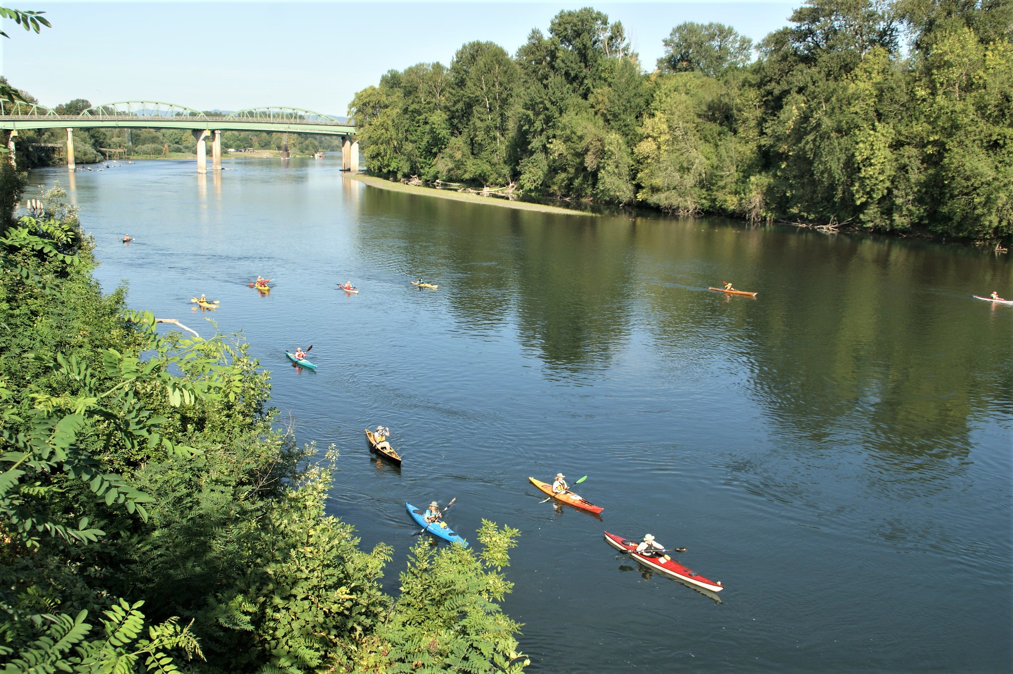 photo of several kayaks on Willamette River