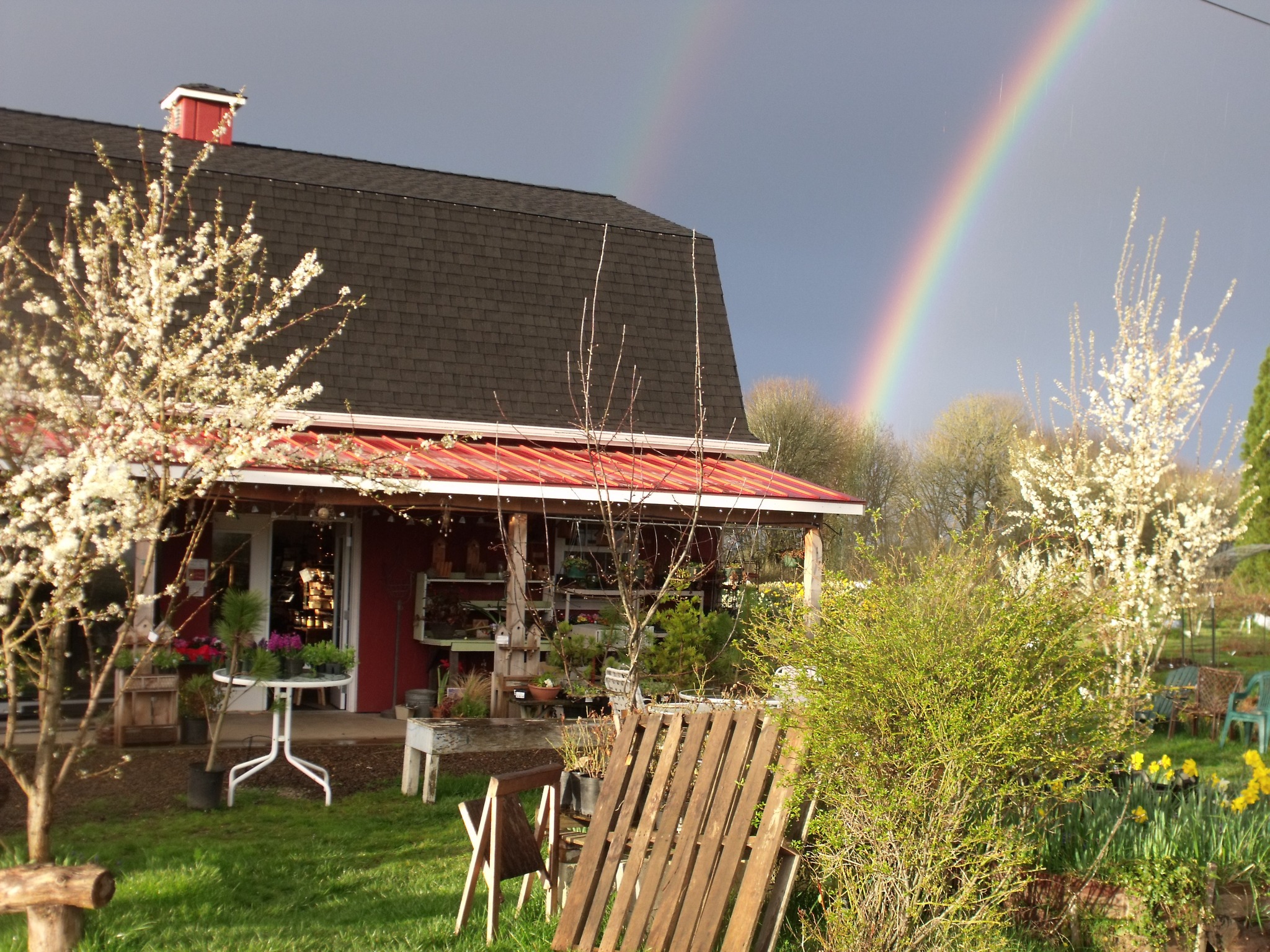Photo of Midway Farms with rainbow.