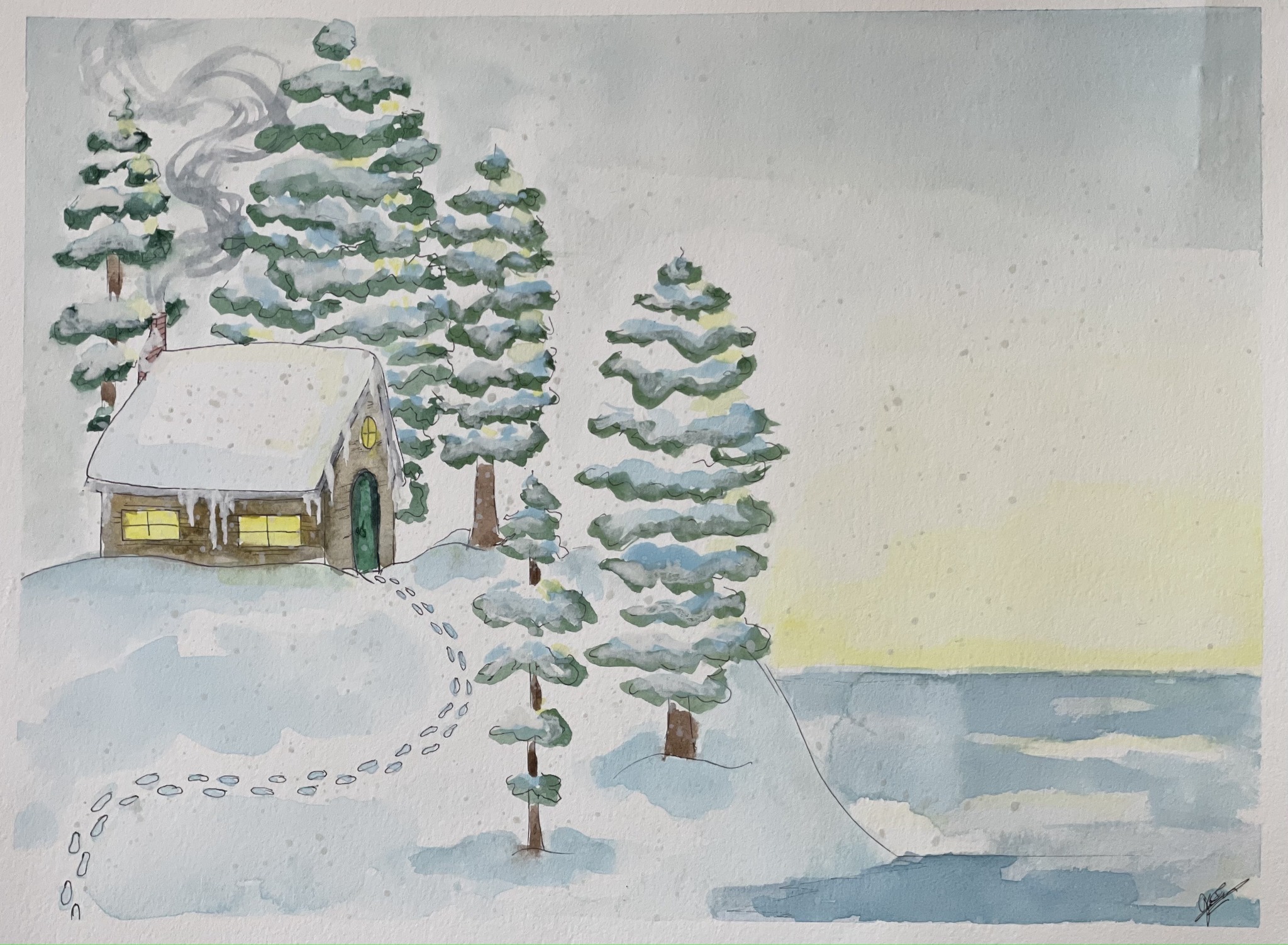 illustration of snowy landscape