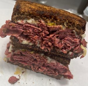 Pastrami sandwich on marbled rye