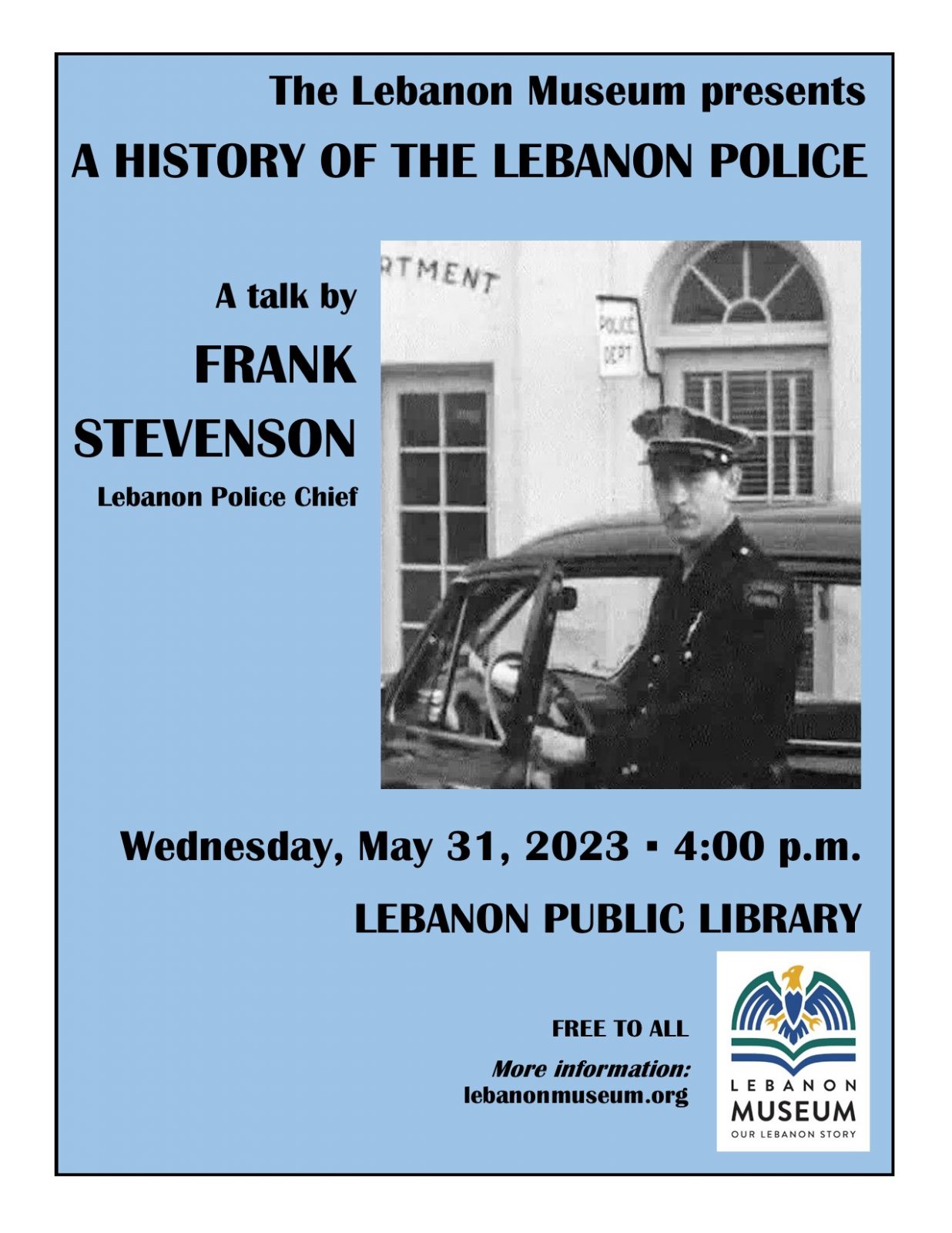 Flyer for History of Lebanon Police
